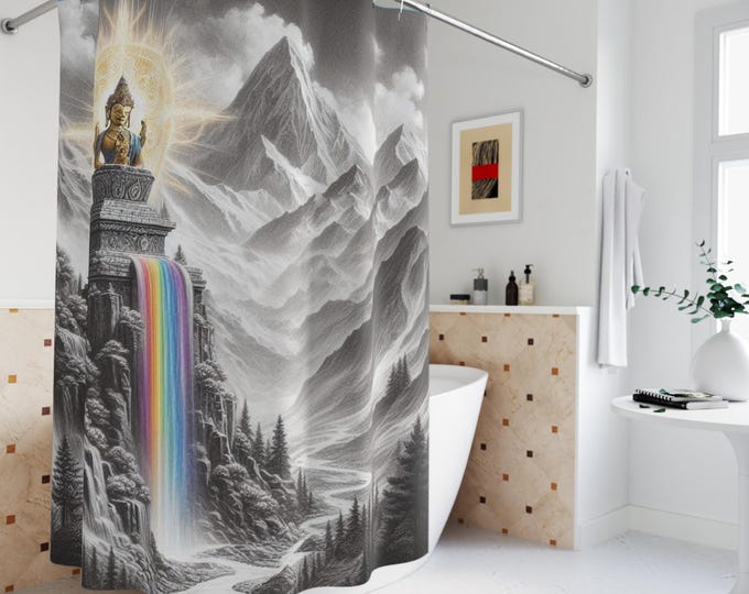 Spiritual Buddha Shower Curtain | Sacred Geometry Bathroom Decor