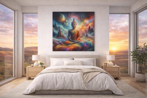 Colorful Buddha Canvas Art: Spiritual Home Decor