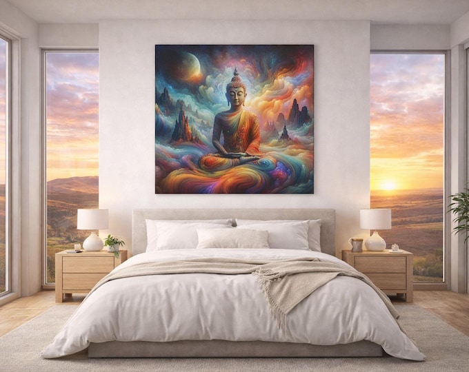 Colorful Buddha Canvas Art: Spiritual Home Decor