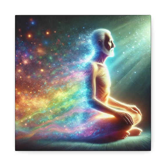 Rainbow Body Canvas Art: Mystical Meditation, Cosmic Energy