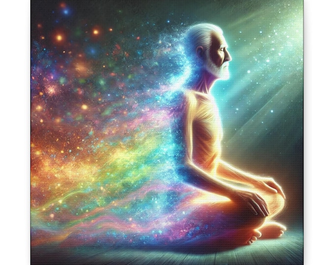Rainbow Body Canvas Art: Mystical Meditation, Cosmic Energy