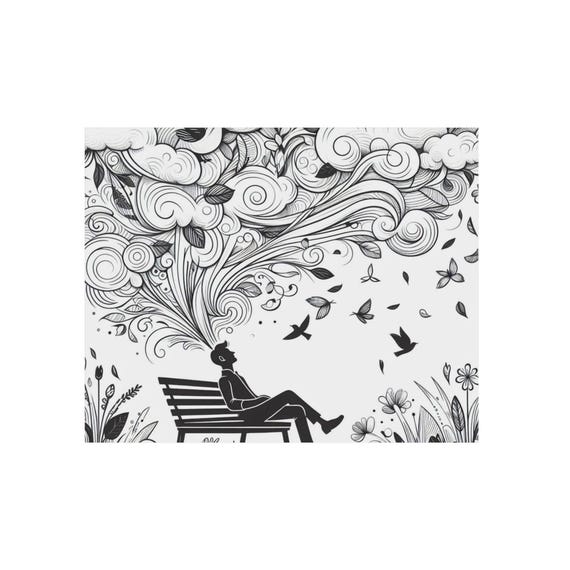 Dreamscape Illustration Aluminum Composite Panel | Surreal Bench Silhouette Wall Art