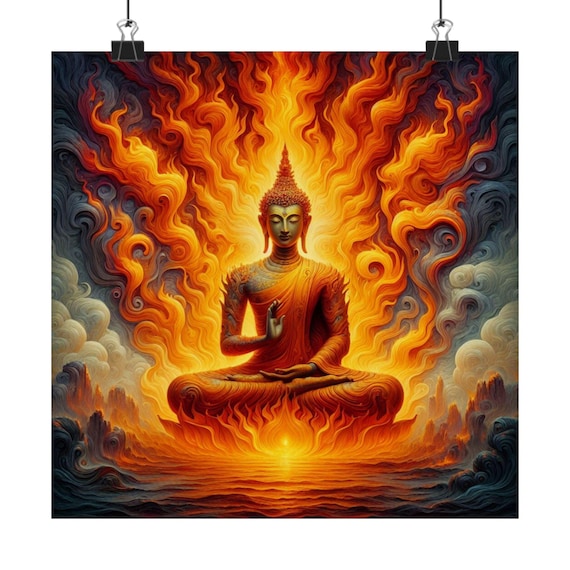 Matte Poster Heart Work:  Primordial Fire Buddha, Radiance of Transformation