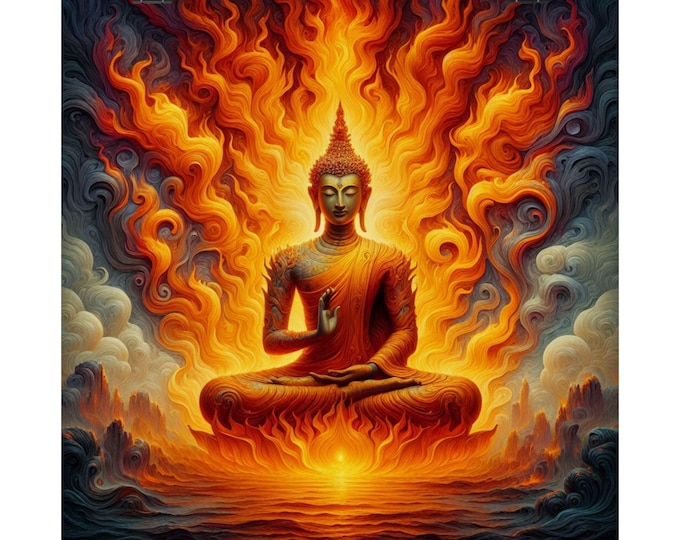 Matte Poster Heart Work:  Primordial Fire Buddha, Radiance of Transformation