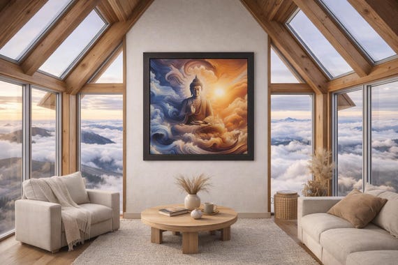 Buddha Canvas Art: Primordial Wind Spiritual Home Decor
