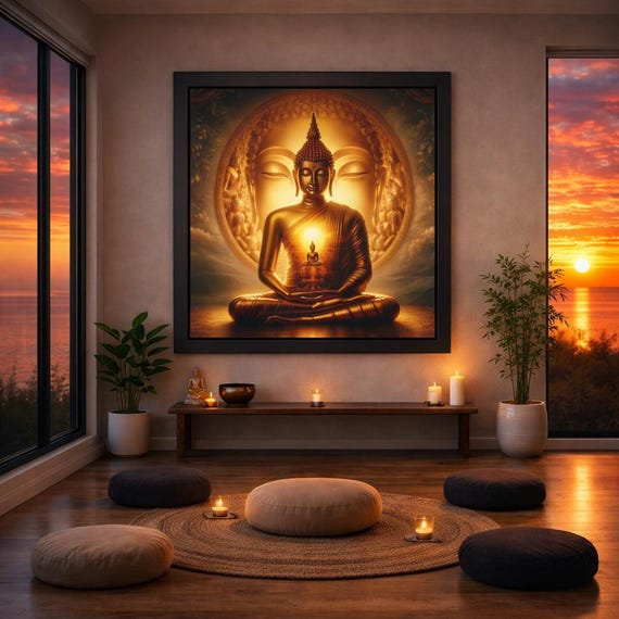 Framed Heart Work:  Awareness of Awareness, Golden Buddha