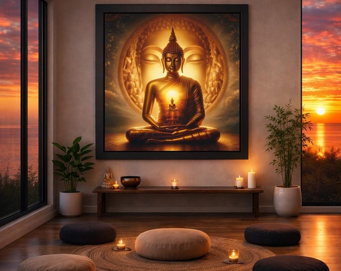 Framed Heart Work:  Awareness of Awareness, Golden Buddha