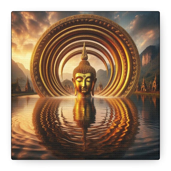 Golden Buddha Canvas Print: Sacred Zen Art, Spiritual Decor
