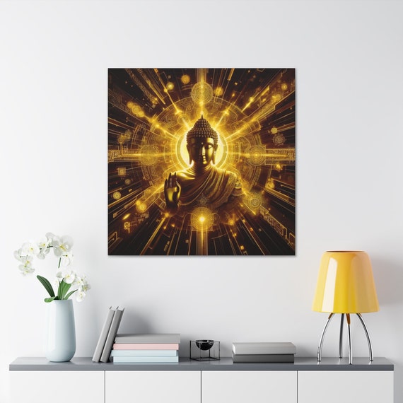 Golden Buddha Canvas Art: Spiritual Zen Home Decor