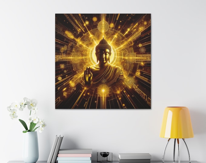 Golden Buddha Canvas Art: Spiritual Zen Home Decor
