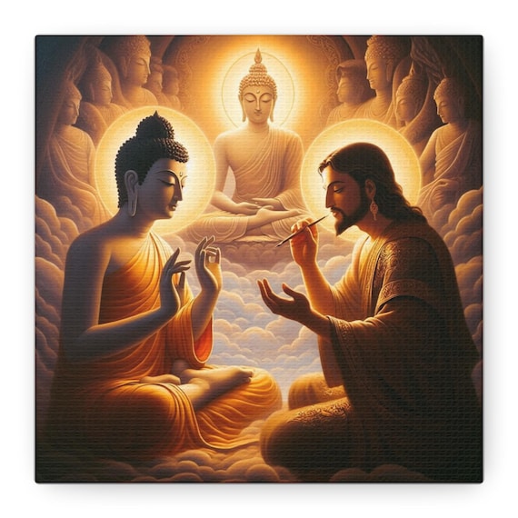 Buddha & Jesus Canvas Gallery Wrap, Religious Wall Art