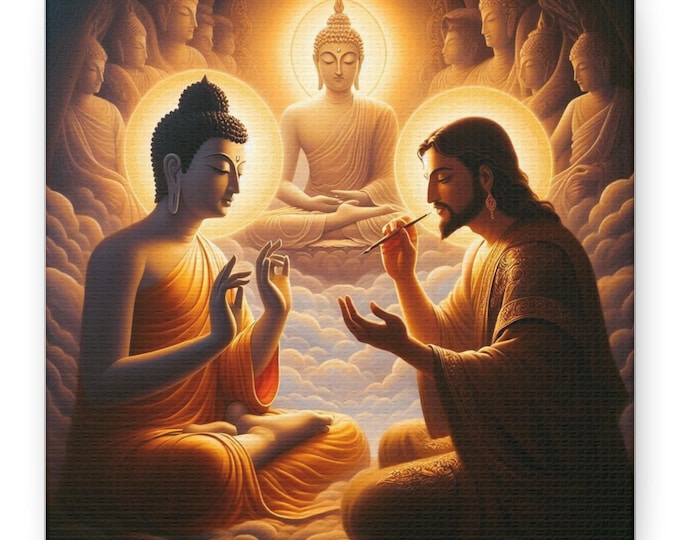 Buddha & Jesus Canvas Gallery Wrap, Religious Wall Art