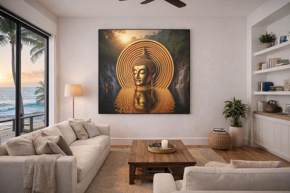 Golden Buddha Canvas Print: Spiritual Zen Wall Art