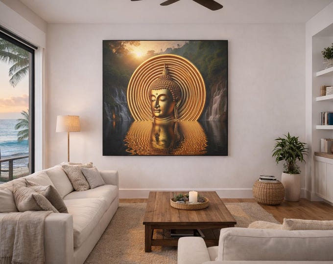 Golden Buddha Canvas Print: Spiritual Zen Wall Art