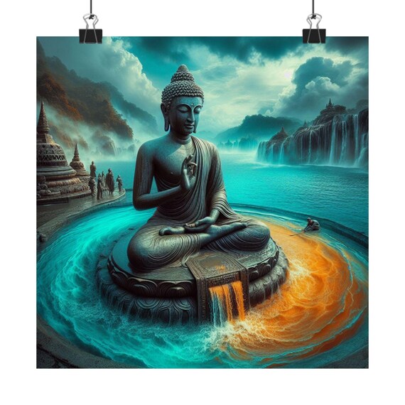 Matte Poster Heart Work:  Primordial Waters of Awakening, Buddha in Flow