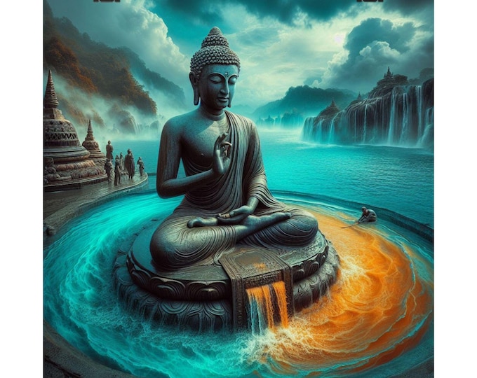 Matte Poster Heart Work:  Primordial Waters of Awakening, Buddha in Flow