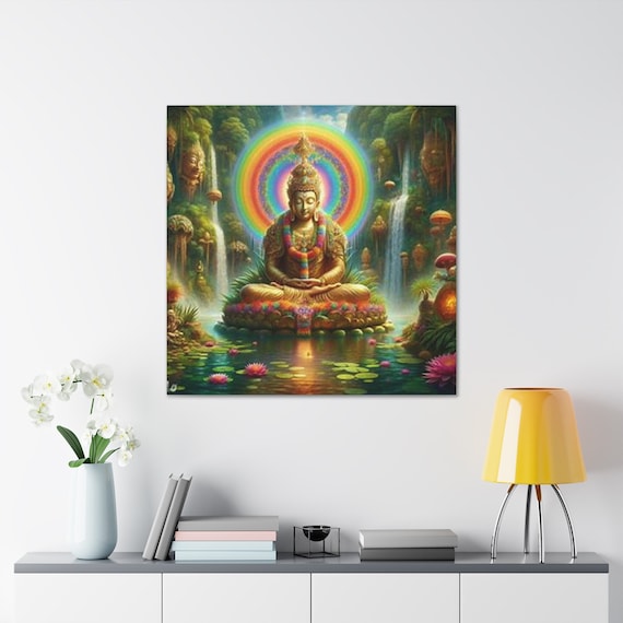 Ayahuasca Inspired Enlightened Lotus Canvas Art: Spiritual Decor