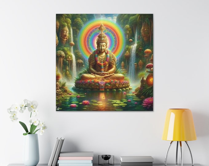 Ayahuasca Inspired Enlightened Lotus Canvas Art: Spiritual Decor