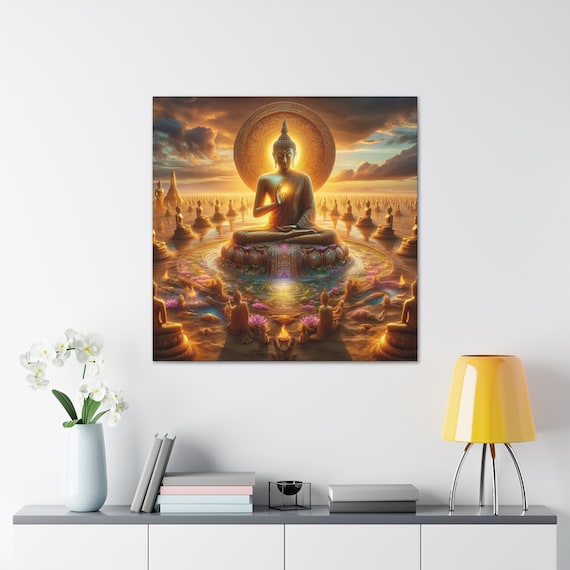 Buddha's Awakening: Canvas Art - Capturing Enlightenment's Radiance - Spiritual Decor for Home & Office - Transcendental Serenity