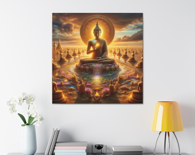Buddha's Awakening: Canvas Art - Capturing Enlightenment's Radiance - Spiritual Decor for Home & Office - Transcendental Serenity