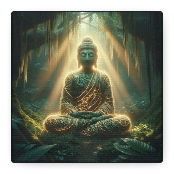Radiant Buddha Canvas Art, Meditation Decor