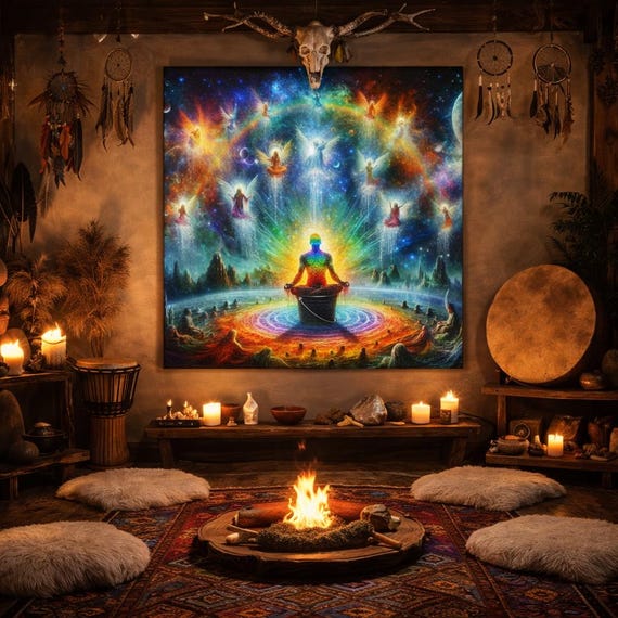 Rainbow Purge Canvas Gallery Wraps Ayahuasca Illumination, Art Piece, Purification, Revelation, Enlightenment, Realization,