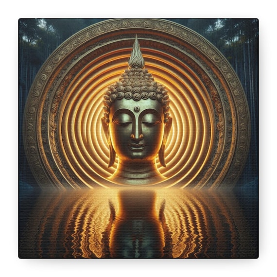 Golden Buddha Canvas Art: Enlightenment Radiance, Zen Decor