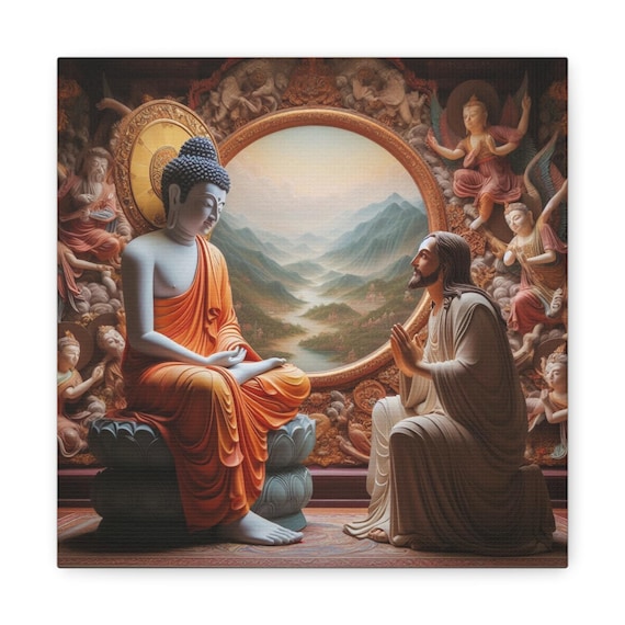 Divine Harmony: Jesus & Buddha Together, Canvas Gallery ArtCanvas Gallery Wraps