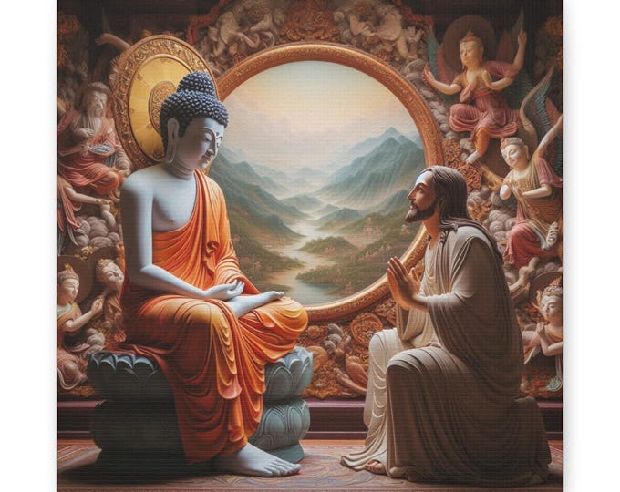 Divine Harmony: Jesus & Buddha Together, Canvas Gallery ArtCanvas Gallery Wraps
