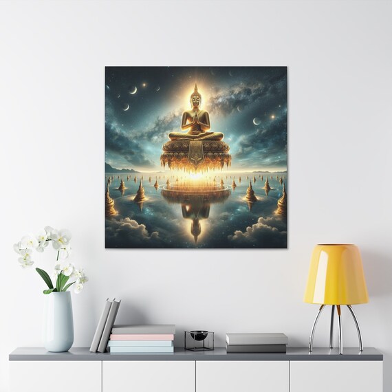 Buddha's Awakening: Canvas Art - Capturing Enlightenment's Radiance - Spiritual Decor for Home & Office - Transcendental Serenity