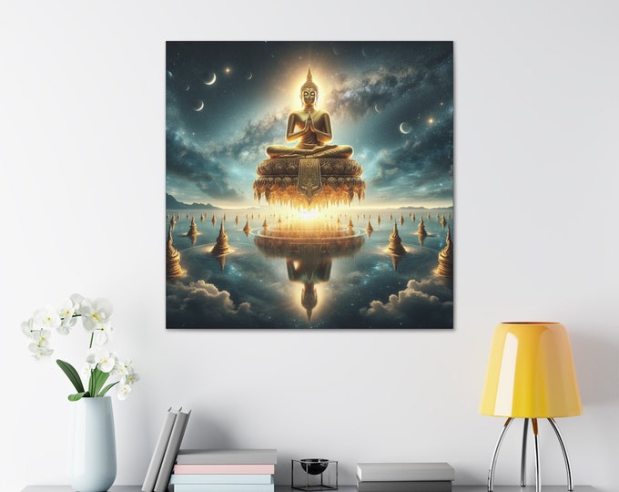 Buddha's Awakening: Canvas Art - Capturing Enlightenment's Radiance - Spiritual Decor for Home & Office - Transcendental Serenity