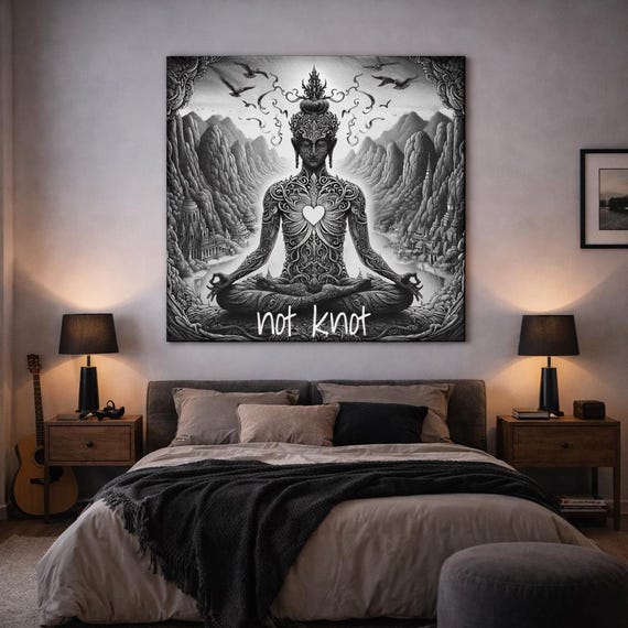 Elegant 'Not Knot' Canvas: Abstract, Modern Spiritual Wall Art Décor