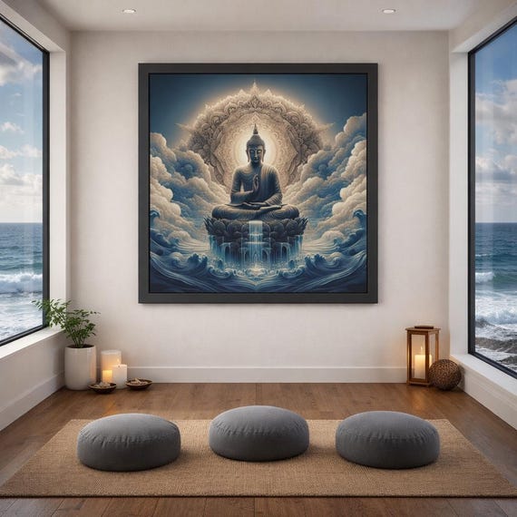 Framed Heart Work:  Sacred Buddha of Flow, The Primordial Water Element