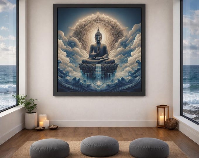 Framed Heart Work:  Sacred Buddha of Flow, The Primordial Water Element