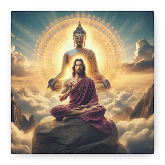 Buddha & Jesus Canvas Print, Religious Wall Art