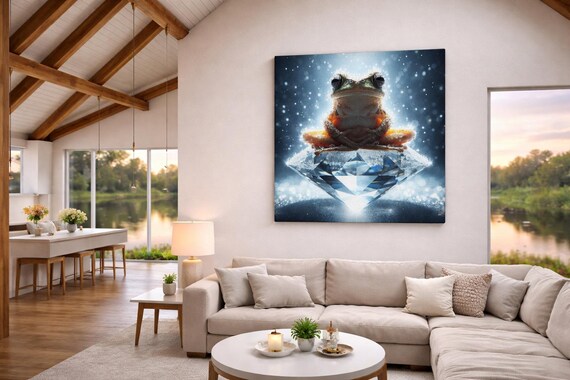 Spiritual Bufo Frog on Crystal Canvas Art - Symbol of Transformation and Enlightenment #PemaVajraDesigns
