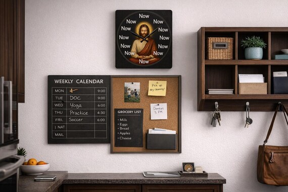 The Eternal Now of Christ Consciousness Acrylic Wall Clock | Meditation, Mindfulness Decor