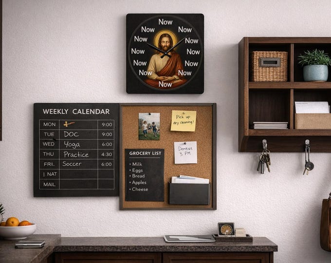 The Eternal Now of Christ Consciousness Acrylic Wall Clock | Meditation, Mindfulness Decor