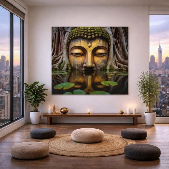 Buddha Reflection Canvas Art: Spiritual Serenity