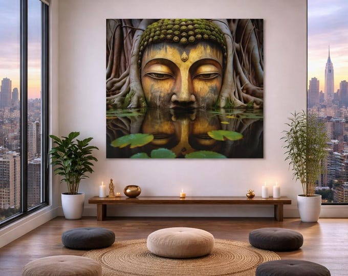 Buddha Reflection Canvas Art: Spiritual Serenity