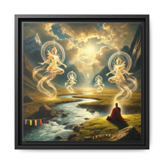 Drala in the River of Light, When Awareness Meets the World Without Armor Framed Canvas Heartwork