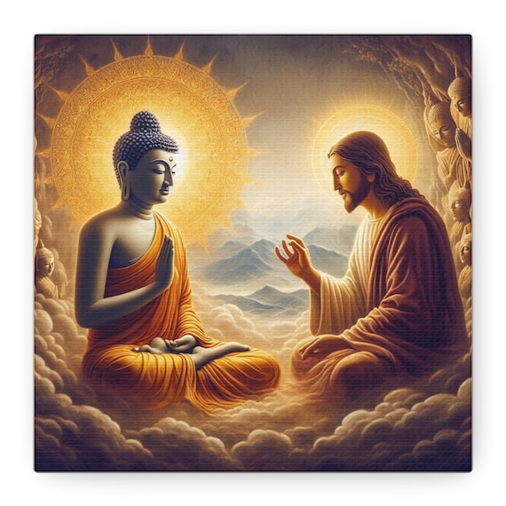 Buddha and Jesus Canvas Print, Religious Art