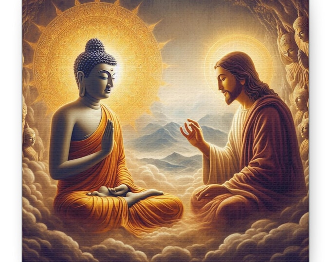 Buddha and Jesus Canvas Print, Religious Art