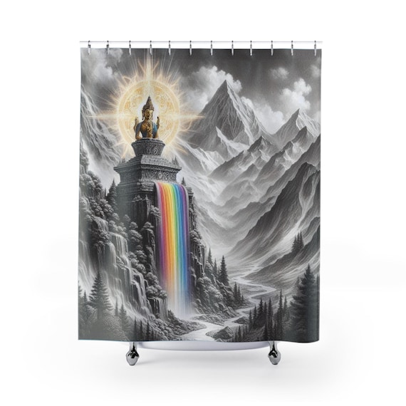 Spiritual Buddha Shower Curtain | Sacred Geometry Bathroom Decor