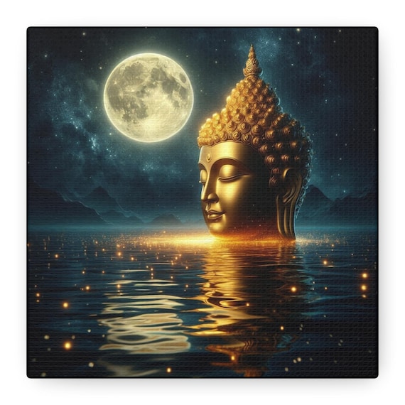 Golden Buddha Canvas Print: Sacred Zen Art, Enlightenment Decor
