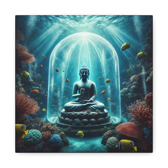 Meditating Buddha Canvas Art: Lotus Sphere, Golden Koi