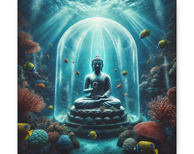 Meditating Buddha Canvas Art: Lotus Sphere, Golden Koi