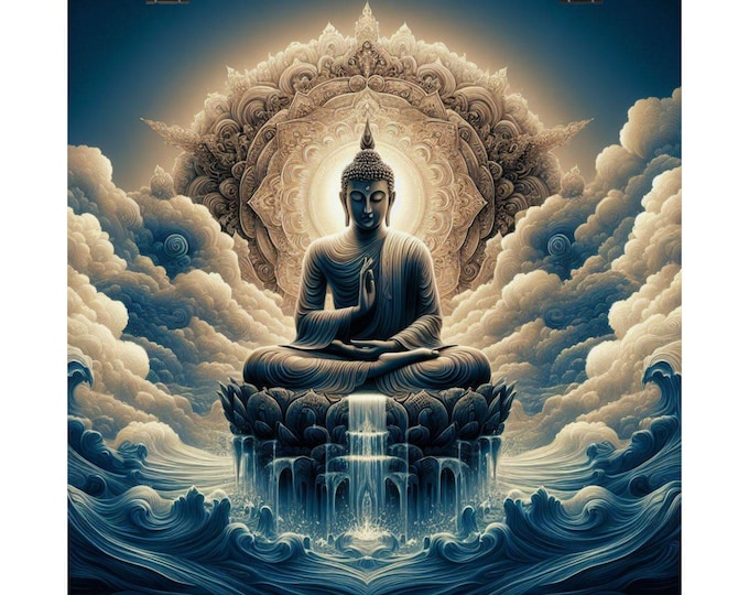 Matte Poster Heart Work:  Sacred Buddha of Flow, The Primordial Water Element