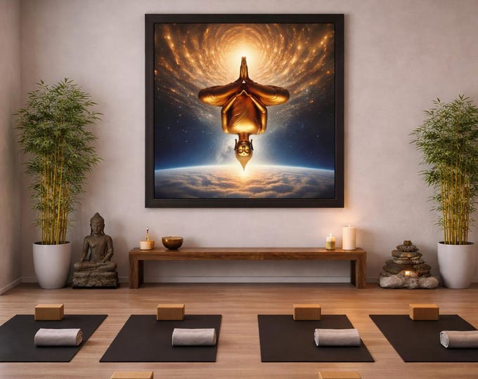 Framed Heart Work: Inverted Golden Buddha, Beyond Gravity into Buddha Nature