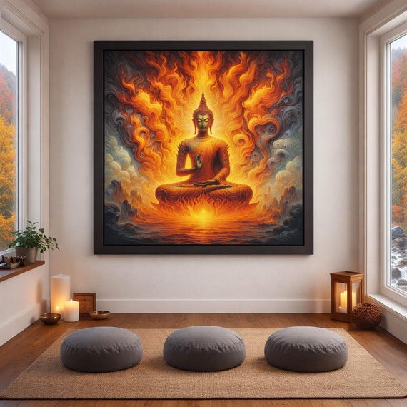 Framed Heart Work:  Primordial Fire Buddha, Radiance of Transformation